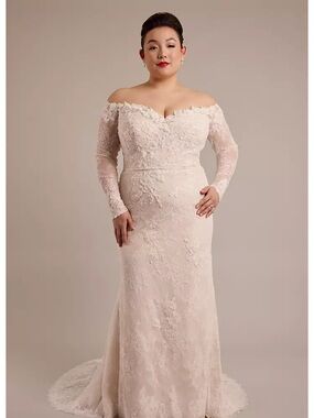 Oleg Cassini Off-Shoulder Lace Wedding Gown in Ivory